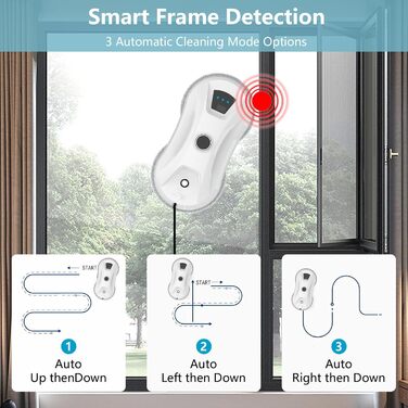 Електричний робот-миття вікон Fensterputzrooter 5600Pa з автоматичним струменем води та системою інтелектуального розпізнавання країв, для внутрішніх та зовнішніх вікон, 10 мікрофібрових серветок (подвійні насадки)