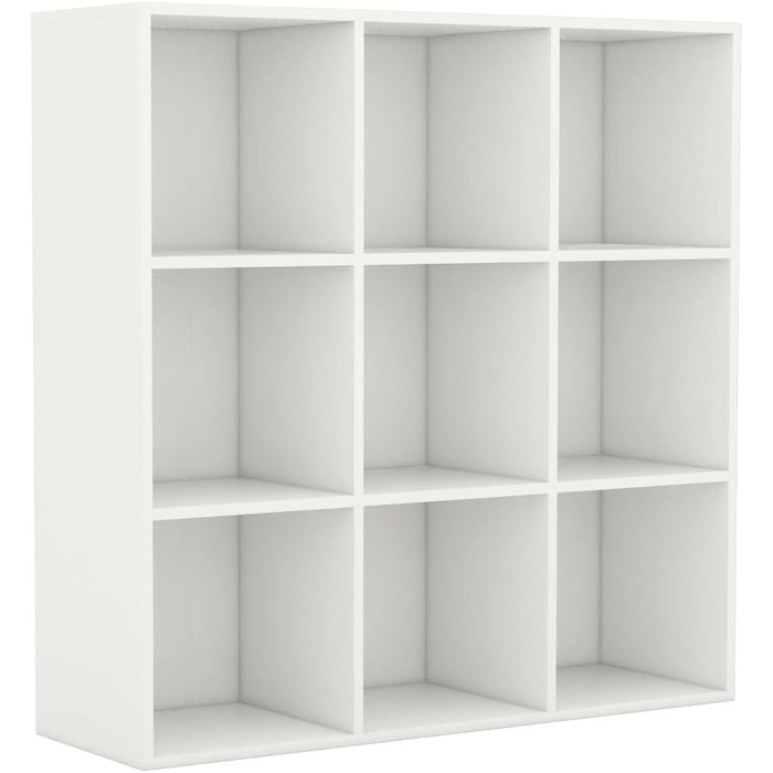 Книжкова шафа з 9 відділеннями Стояча полиця Настінна полиця Офісна полиця Полиця для зберігання книжкової шафи 98x30x98 см Інженерна деревина (біла)