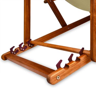 Лежак для відпочинку Casaria® з дерева, вологостійкий, складний, регульований, 160 кг, підлокітники, подушка для шиї, для саду та балкону, акація, 94x94x60 см (бежевий)