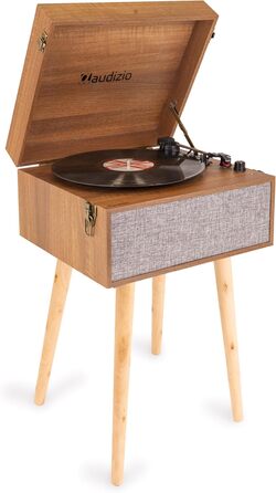 Вініловий програвач Fremont Retro з Bluetooth, вбудованими динаміками, підставкою, для платівок 7, 10, 12 дюймів, дерев'яний корпус, коричневий