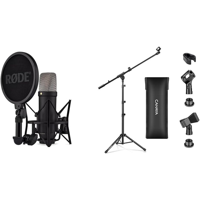 Мікрофон RØDE NT1-A з ниркоподібною характеристикою, комплект з підставкою, поп-фільтром та XLR-кабелем для запису вокалу, музики, стрімінгу та подкастингу