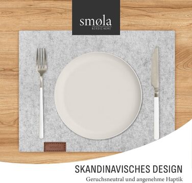 Набір з 12 елементів Smøla: преміальний фетровий набір для сервірування столу з підставками I Темно-сірий, миючий, для посуду I Декор для літа