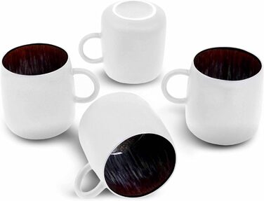 Набір реактивного обіднього сервізу Karaca Black Galactic для набору з 4 предметів Сучасний, набір посуду стильний, неординарний, реактивний посуд, унікальний, натуральний, самотекстурований, органічної форми (кружки, білі / різнокольорові)