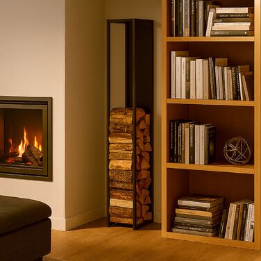 Стійка для дров Relaxdays з високою конструкцією та задньою панеллю