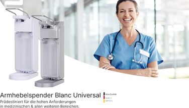 Дозатор дезінфікуючого засобу Blanc HYGIENIC, білий, в т.ч. флакон 1 л, змінне дозування, виробництво Німеччина