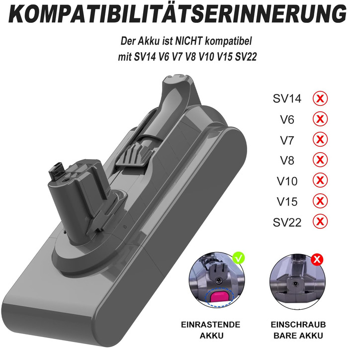 Заміна батареї XNJTG V11 25,2 В 3800 мАг для Dyson V11 Absolute/Extra/Animal (не для гвинтового акумулятора)