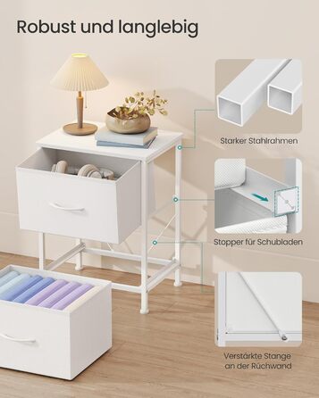 SONGMICS Комод з 2 висувними ящиками, тумбочка, шафка для зберігання, сталь, МДФ, флізелін, для спальні, прихожей, вітальні, чорний, LGS32BH03