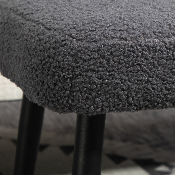 HOMCOM Footstool Квадратний пуф з кашеміровим виглядом, темно-сірий, сталеві ніжки, ідеально підходить для вітальні та спальні