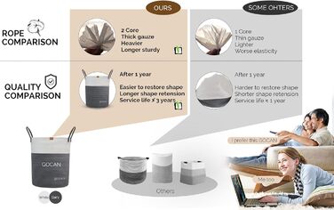 Великий міцний кошик для білизни з плетіння, сірий/бежевий (D38H50cm)