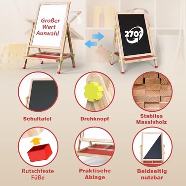 Дитячий стіл Joyooss: магнітно-крейдова дошка, регульована висота, для дітей 2-4 та 4-8 років, натуральний колір