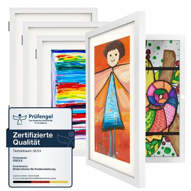 Рамка для дитячих малюнків Ciscle A4, 2 шт., біла, з фронтальним відкриттям - для школи, дому, творчості