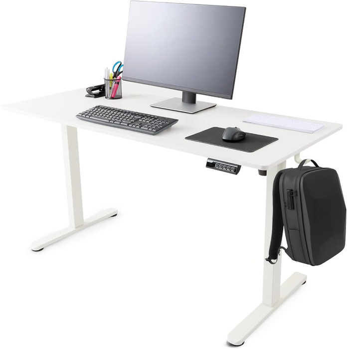 Електричний регульований стіл Arebos 120x60 см з пам'яттю | Комп'ютерний стіл, стоячий стіл, офісний стіл | Білий