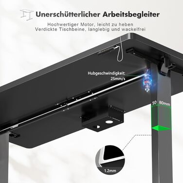 Електричний столик-трансформер Flamaker 160x80 см з регулюванням висоти, безщітковий мотор, органайзер для кабелів, чорний
