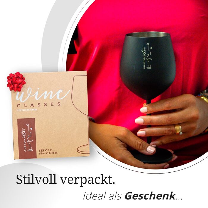 Набір келихів для вина зі стебла з нержавіючої сталі (2 шт.) - 540 мл, для вечірок, свят, шампанського та коктейлів