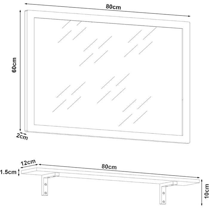 Дзеркало для ванної кімнати з полицею [en.casa] Boksereys, 80 x 60 см, бамбуковий каркас, набір
