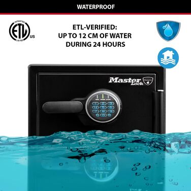 Master Lock Сейф вогнестійкий та водонепроникний з кодовим замком, потрійний захист - політ, вогонь та повінь, електронна комбінація, 33.6L, 45.3 x 41.5 x 49.1 см (22L)