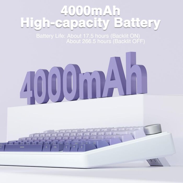 Механічна клавіатура AULA F75 PRO для геймінгу: 2.4GHz/Type-C/BT5.0, Hot-Swap, бездротова, 75%, QWERTY (сіра/фіолетова з градієнтом)