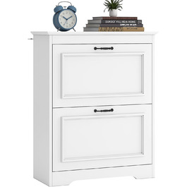 Шкаф для взуття Brinlawb білий з шухлядою, полицями та перегородками для 14-18 пар, для передпокою, вітальні