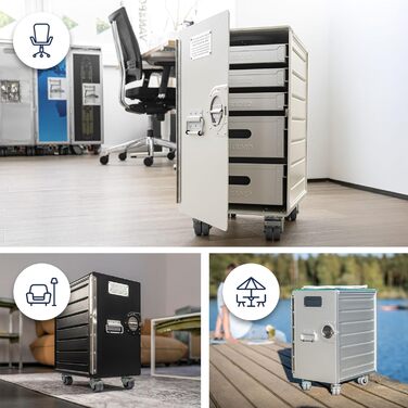 Мобільний роликовий контейнер для документів, металевий шафка з висувними ящиками, чорний, для офісу та кухні, 53,5 x 29,5 x 40,7 см
