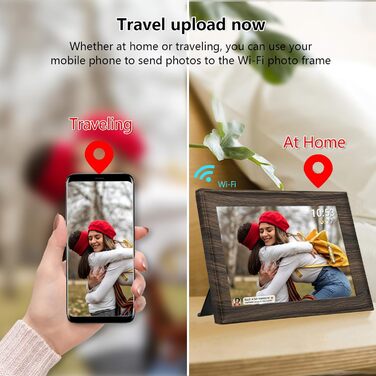 Цифровий фоторамка Frameo з Wi-Fi, 32GB, 10.1 дюйма, сенсорний екран, автоповорот, датчик руху, Frameo App для обміну фотографіями з будь-якого місця