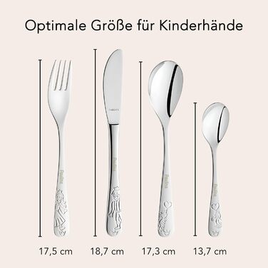 Дитячий набір столових приборів Kinderbesteck з гравіюванням, від 3 років, для дівчаток та хлопчиків, подарунок на хрещення/день народження, дитячий посуд у стилі ферми (принцеса)