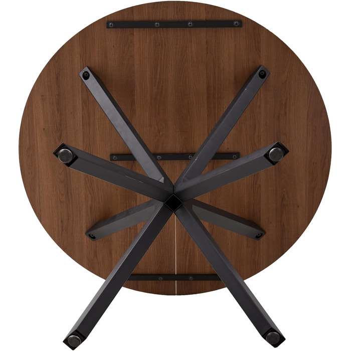 Набір обіднього столу та стільців GrandCA HOME: круглий стіл 100 см та 4 сучасні стільці з льону, для вітальні, кухні, їдальні, темно-сірий