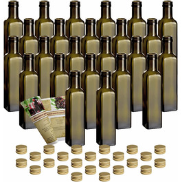 Набір gouveo 24 скляна пляшка 250 мл мараска під старовину-з кришкою, що загвинчується золотистого кольору-порожня пляшка 0,25 л для наповнення - скляна