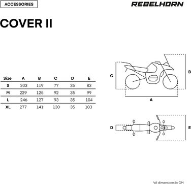 Чохол rebelhorn Cover II для мотоциклів чохол для мотоцикла з міцного поліестеру з двома отворами для протиугінної ланцюга Чорний (L, Чорний)