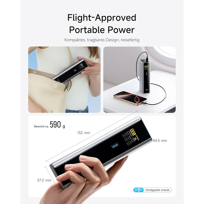 Power Bank CUKTECH 15 Ultra 20000mAh 165W з 3 портами, PD 3.1, цифровим дисплеєм. Сумісний з iPhone, MacBook, Samsung