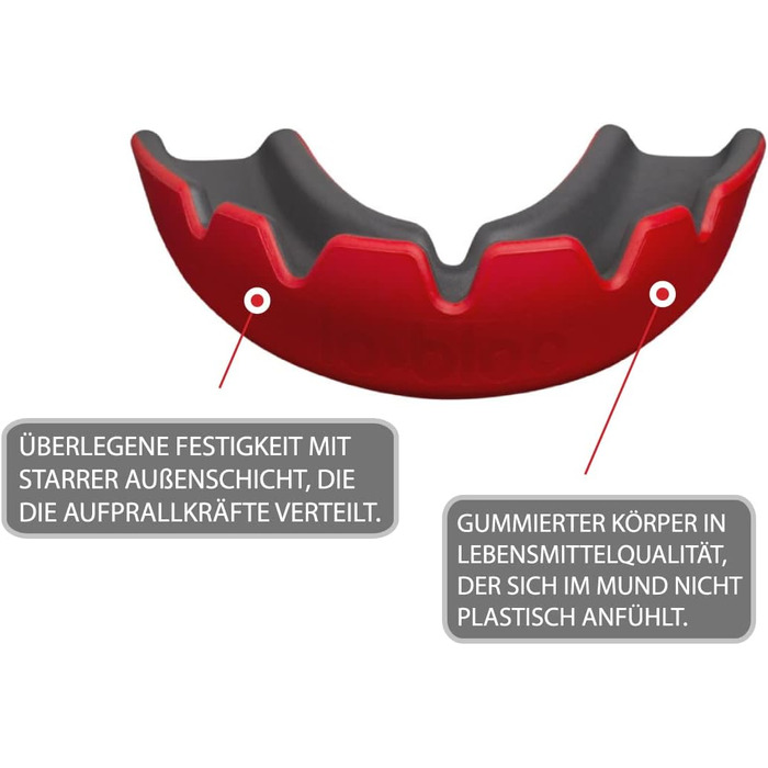 Гладка захисна маска для зубів / рота Lobloo Бойові мистецтва для висококонтактних видів спорту, таких як ММА хокей футбол регбі, каппа подвійної щільності подвійної щільності, одного розміру для чоловіків і жінок діти від 11 років і старше, (червоний)