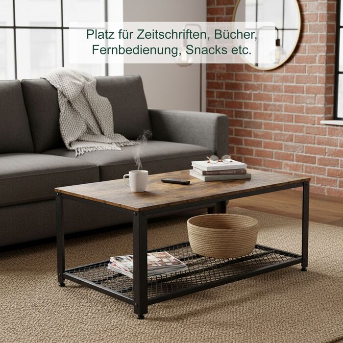 Столик журнальний Relaxdays з решітчастою полицею