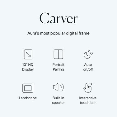 Розумний цифровий фотоальбом Aura Carver 10.1 дюйми HD Wi-Fi Cloud, безлімітний хмарний сховище, відправка фото з будь-якого місця - Gravel 10' - Чорний