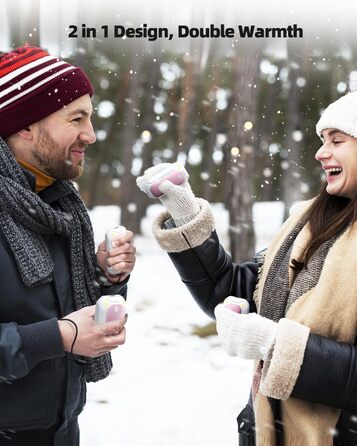Електричні грілки для рук ColdSky (2 шт), рожеві - багаторазові, портативні, до 12 годин нагріву