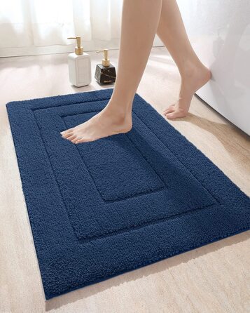 Килимок для ванної DEXI нековзний м'який килимок для ванної Водопоглинаючий килимок для ванної можна прати в пральній машині Килимки для ванної кімнати для душу, ванни і туалету- (60 x 110 см, темно-синій)