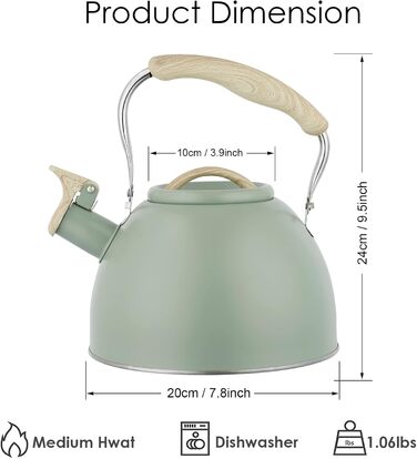 Півників чайник для індукційних плит, 3 л, нержавіюча сталь, чайник-свисток з нержавіючої сталі, для газових, індукційних та електричних плит