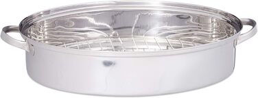Жаровня з решіткою та кришкою, нержавіюча сталь, можна мити в посудомийній машині, посуд для духовки, сріблястий, 24x346 см