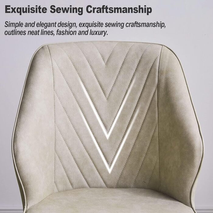 Стільці для обідньої зони CLIPOP, Ретро стиль, Штучна шкіра, М'яке сидіння, Металеві ніжки, для дому та офісу (Бежевий, 4 шт)