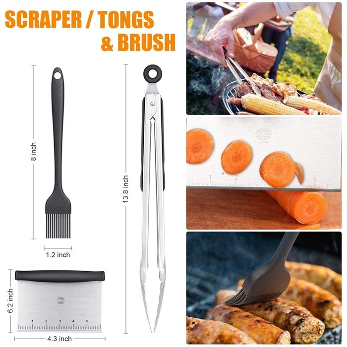 Набір для грилю Huolewa, нержавіюча сталь, 9 предметів: лопатка, щітка, викрутка, сумка. Професійний аксесуар для BBQ, тепаньякі та кемпінгу