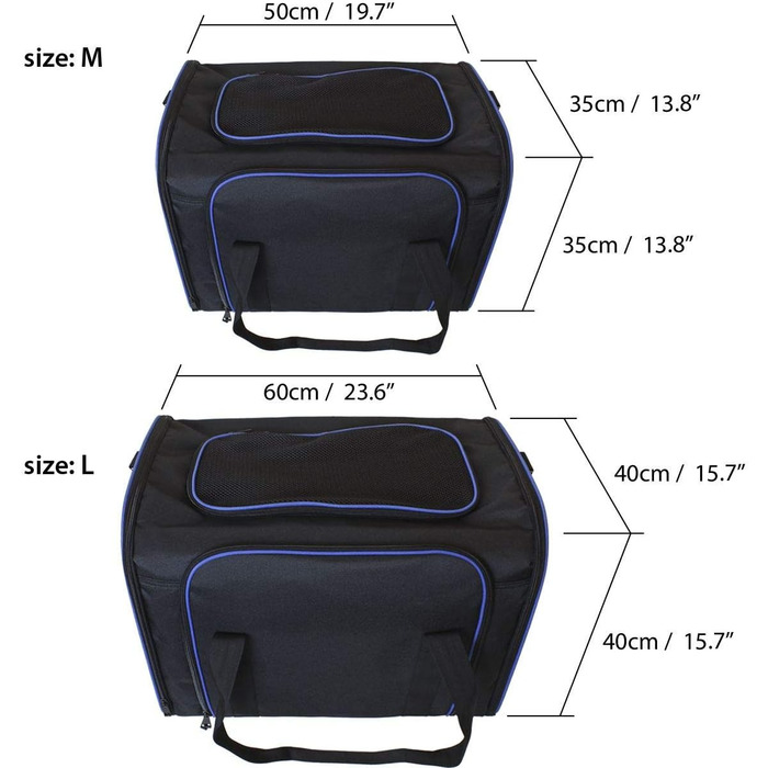Сумка-переноска для домашніх тварин чорний/синій 40x40x60см, 6999 - XL