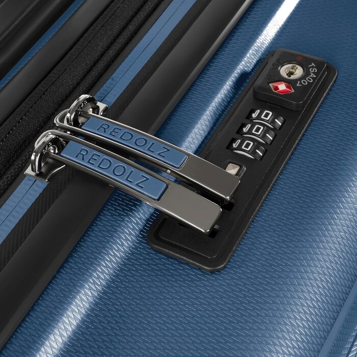 Набір валіз REDOLZ Essentials 14: S (55 см), M (66 см), L (77 см) з розширенням, TSA, 4 колеса (Dark Blue Metallic)