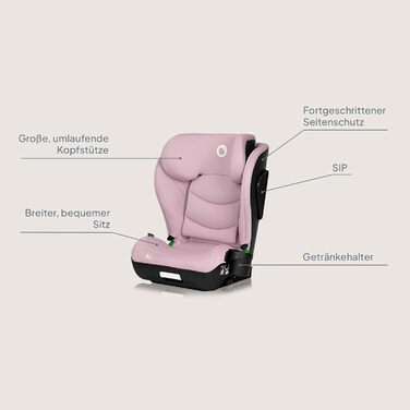 Автокрісло Lionelo NEAL I-Size, група 2/3, 100-150 см, 3-12 років, ISOFIX, регульована підголовник, бічні захисти, підлокітники, стандарт R129