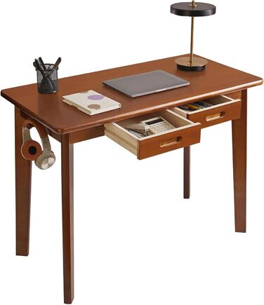 Дерев'яний письмовий стіл з шухлядою та вішалкою, 100x50x75 см, YD-WD01N, Рустикальний коричневий