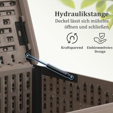 Ящик садовий COSTWAY 378 л, водонепроникний, з кришкою на замок, для подушок та інструментів, коричневий