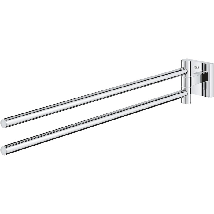 Тримач рушників GROHE Start Cube, кутовий, з двома підлокотниками, поворотний, хром (44 см, з прихованим кріпленням, для свердління, з шурупами та дюбелями)
