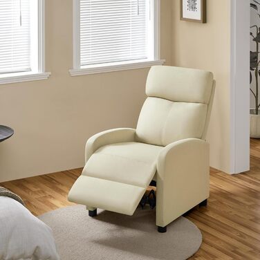 Крісло-релакс Yaheetech для телевізора з регульованою підставкою для ніг, крісло для відпочинку, бежеве, льон
