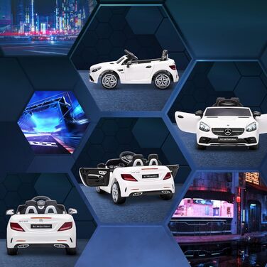 Дитячий електромобіль Mercedes SLC 300 AIYAPLAY 12V з пультом, LED-фарами, ременем безпеки, звуком, для дітей від 3 років, білий