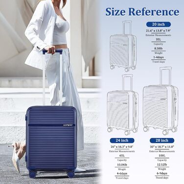 Набір валіз Joyway 4 шт. з жорстким корпусом та TSA-замком, розширюваний, синій колір