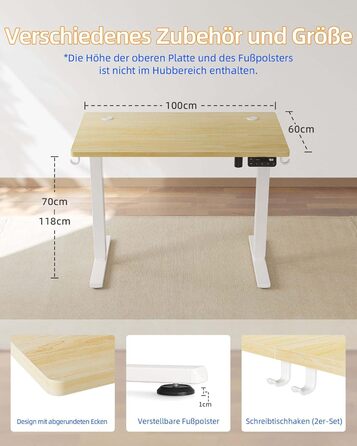 Електричний регульований стіл YIHAYO 140x60 см з функцією пам'яті, білий каркас/біла поверхня