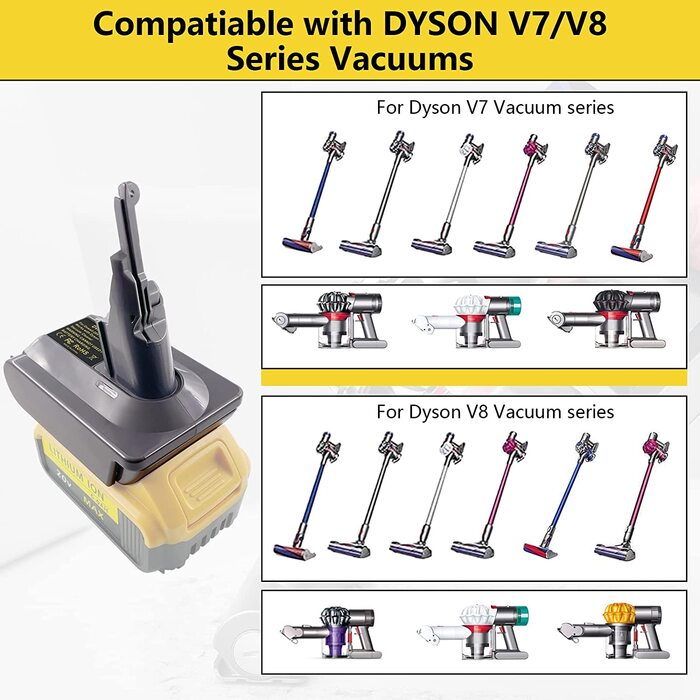 Адаптер батареї EID для Dyson V7&V8, перетворювач батареї Einhell 18 В на пилосос Dyson V7/V8