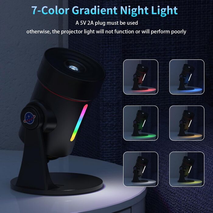 Проєктор зоряного неба VanSmaGo 8 покоління Sternenhimmel Galaxy: Планетарій, нічник HD, обертання 360°, таймер